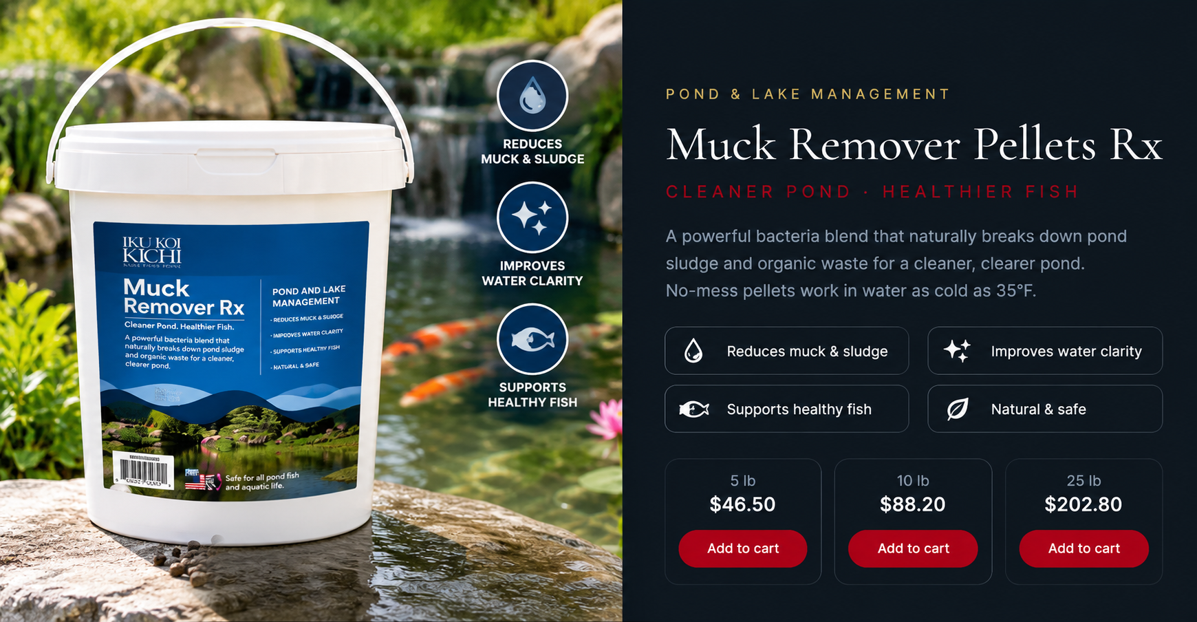 Muck Remover Pellets Rx — natural enzymatic muck control